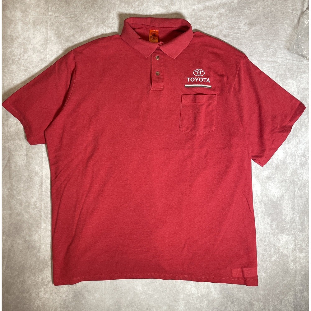 Toyota Red Kap Work Polo Shirt Mens 2XL Red Embroidered Short Sleeve Cotton